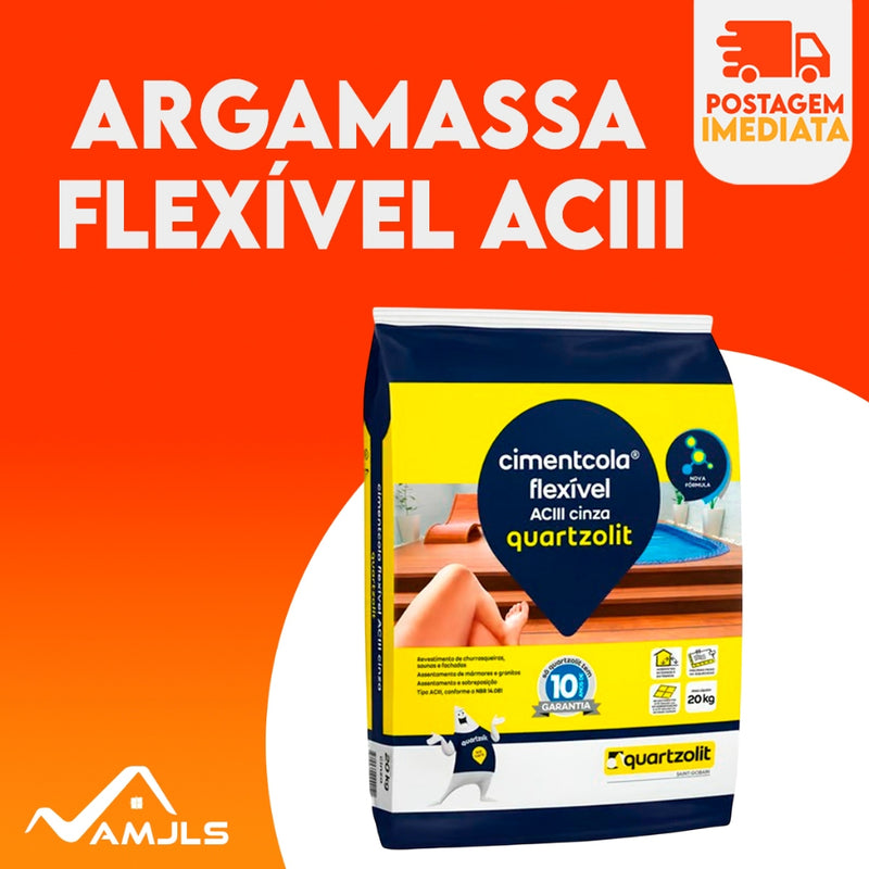 Cimentcola Ac3 Argamassa Flexível 20 Kg Cinza Quartzolit