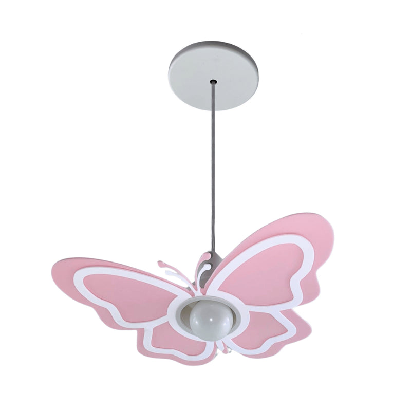 Luminária Borboleta Rosa Pendente Quarto infantil lustre decoração quarto de menina pendente branco