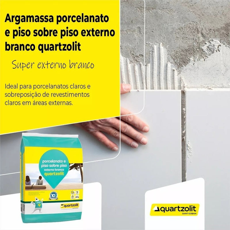 Argamassa Porcelanato Piso Sobre Piso Externo Branco 20kg