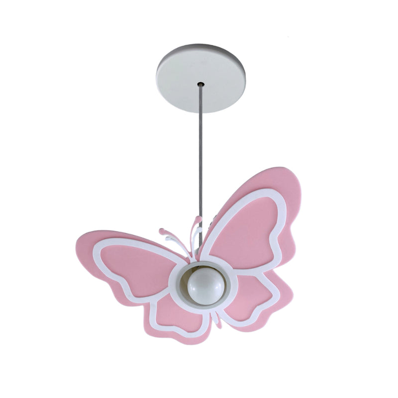 Luminária Borboleta Rosa Pendente Quarto infantil lustre decoração quarto de menina pendente branco