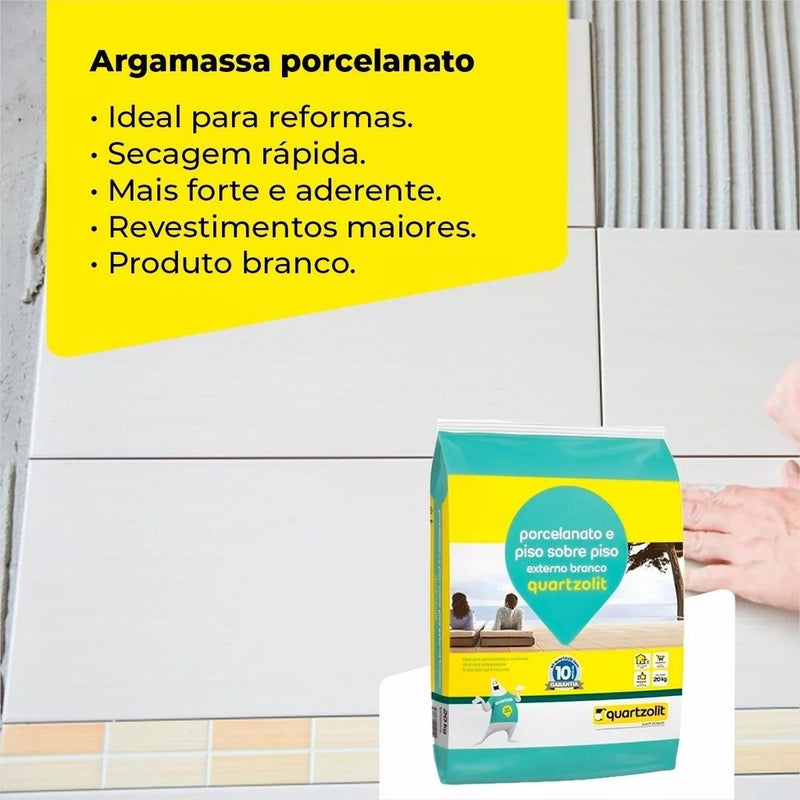 Argamassa Porcelanato Piso Sobre Piso Externo Branco 20kg