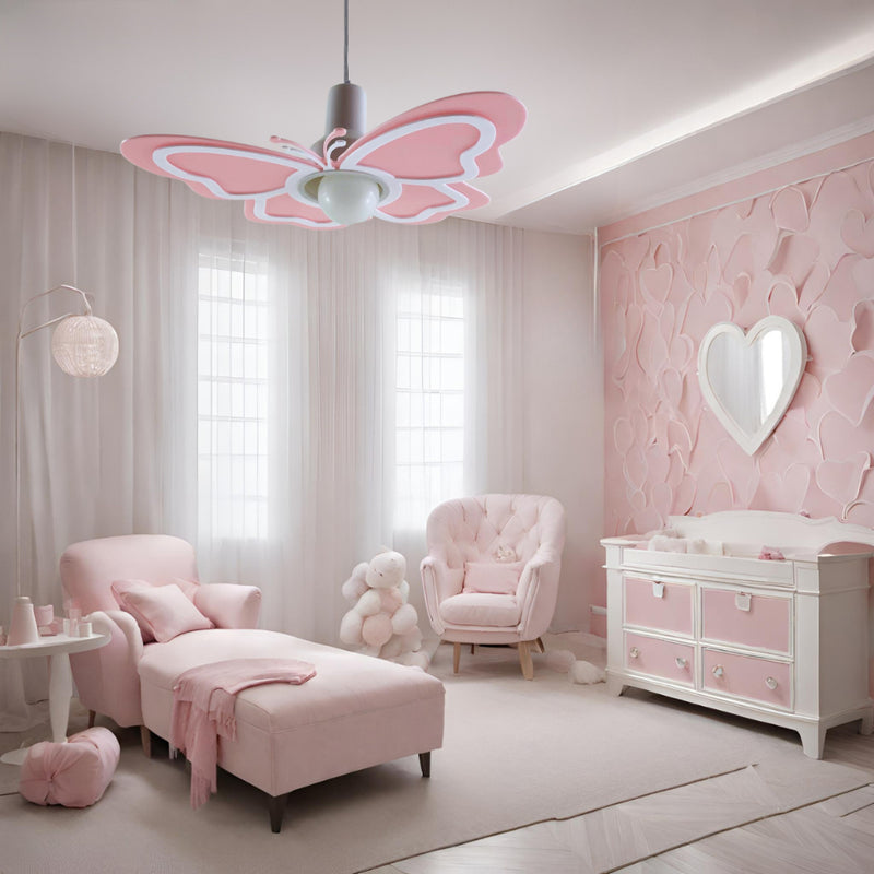 Luminária Borboleta Rosa Pendente Quarto infantil lustre decoração quarto de menina pendente branco