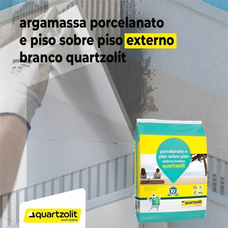 Argamassa Porcelanato Piso Sobre Piso Externo Branco 20kg