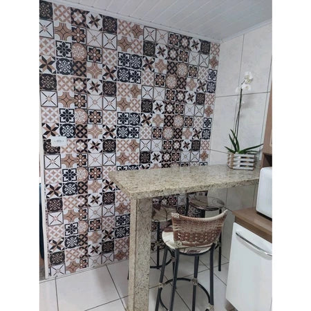 Papel De Parede Para Cozinha Azulejo Português Lavável 2,5 Mts 40 Largura