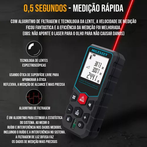 Trena Laser Digital De Alta Precisão Profissional X5 40m