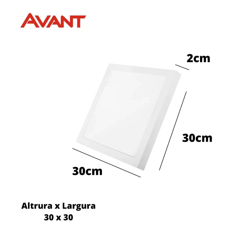 Kit 10 Painel Plafon Led Teto/Laje Sobrepor 24w Quadrado Luz 6500k/4000k/3000k Forte 30x30 Garântia de 12 Meses